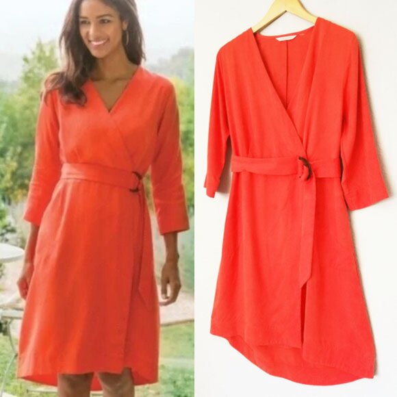 Soft Surroundings Traviata Tencel Wrap Dress Belted Cottage Resort Brunch PM - Picture 1 of 15